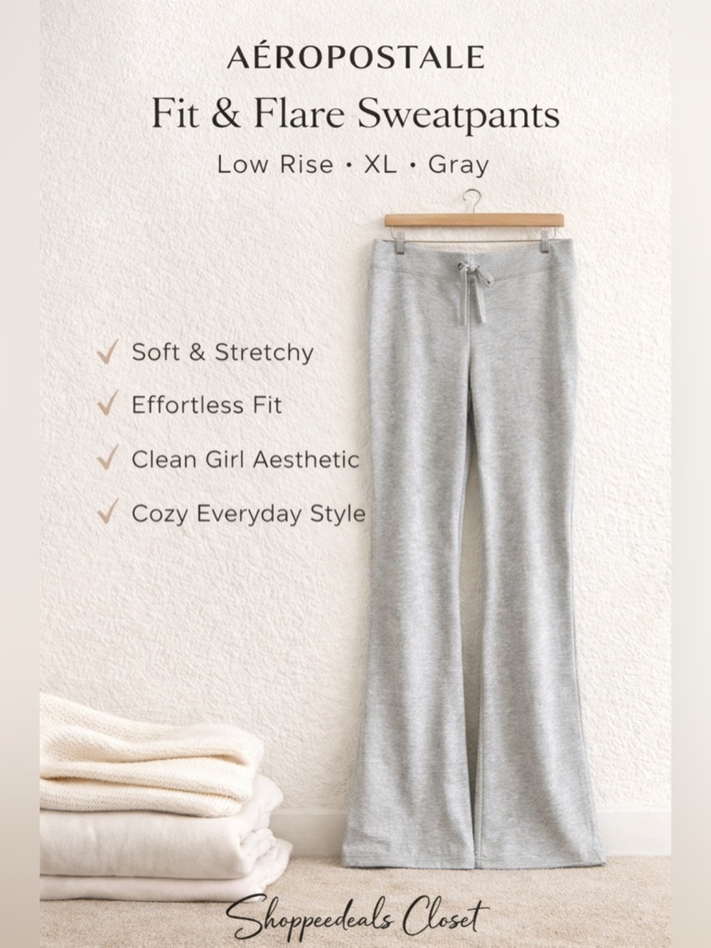 Aéropostale Fit & Flare Sweatpants XL Gray Low Rise Lounge Pants